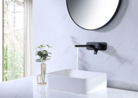 Смеситель для раковины LeMark Ursus LM7226BL встраиваемый в стену черный