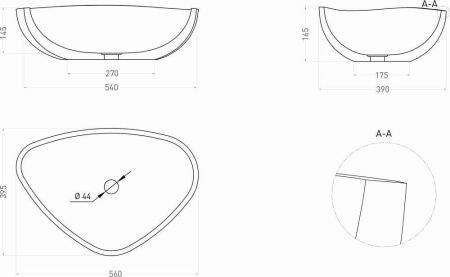 Раковина из искусственного камня S-Stone Salini GLORIA 1102206M 60х40 накладная цвет белый без отверстий под смеситель
