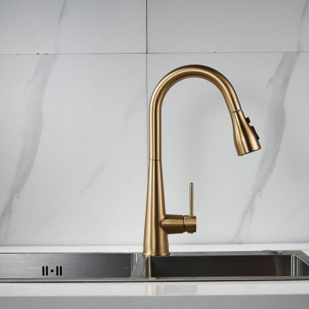 Смеситель для кухни Shevanik S363G на мойку золото