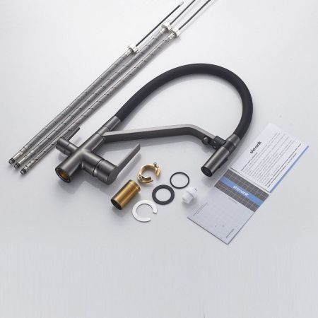 Смеситель для кухни Shevanik S278T на мойку оружейная сталь