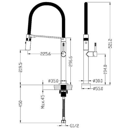 Смеситель для кухни Boheme Uno 114-SGM на мойку антрацит - фото 2