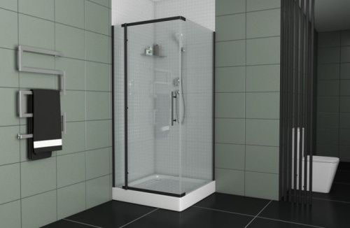 Душевой уголок Bravat Blackline BS090.3113A 90х90 стекло прозрачное профиль черный без поддона - фото 2