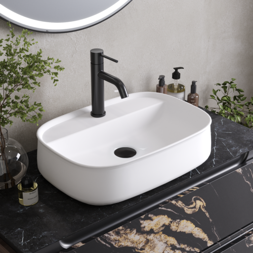 Раковина керамическая Cezares CZR-6580 39х56 накладная цвет белый 1 отверстие под смеситель - фото 5