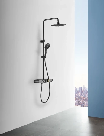 Душевая стойка Arrow AG3323SHMB настенная цвет черный с термостатом