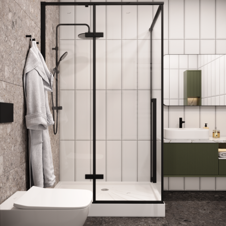 Душевой уголок Cerutti SPA C1A 120х90 стекло прозрачное профиль черный без поддона