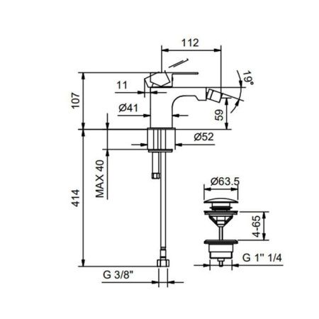 Смеситель Fantini Myo 61 02 V608F на биде хром