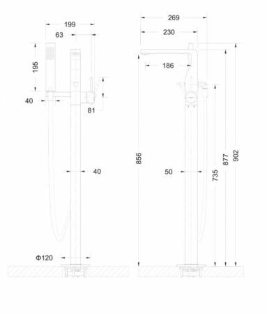 Смеситель Bravat Arc F66061C-B3-ENG напольный хром