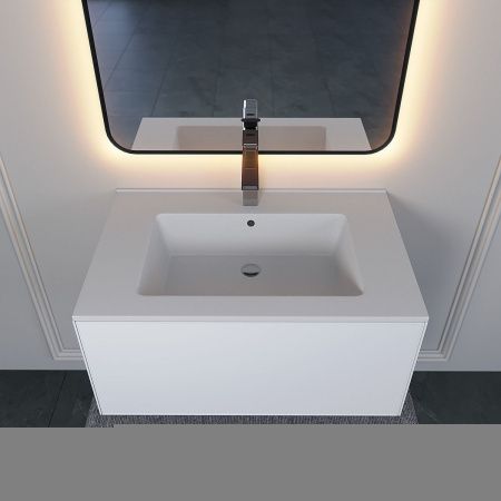 Раковина из искусственного камня Uperwood Parma Quartz 291003005 80х50 полувстраиваемая цвет белый