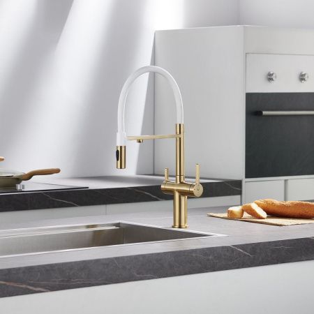 Смеситель для кухни Rose R458G на мойку золото