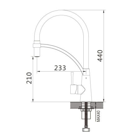 Смеситель для кухни Shevanik S743T-3 на мойку черный/оружейная сталь