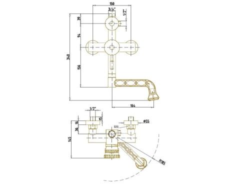 Душевая стойка Bronze de Luxe 10120PF настенная цвет бронза