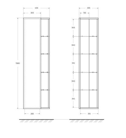Шкаф-пенал Cezares 53172 50х160 подвесной цвет коричневый