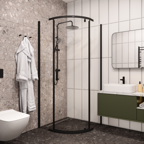 Душевой уголок Cerutti SPA KORRA Z90B 90х90 стекло прозрачное профиль черный - фото 4