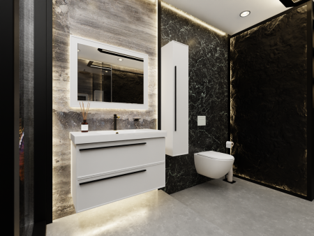 Тумба с раковиной La Fenice Elba TWIN NFNC-01-ELB-B-80-2-3-80 80х50 подвесная цвет белый