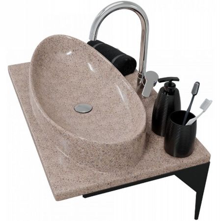 Раковина из искусственного камня СанТа 900142 70х50 подвесная цвет коричневый 1 отверстие под смеситель