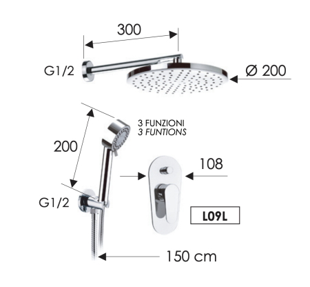 Душевая система Remer Class Line L09S02 встраиваемая в стену цвет хром