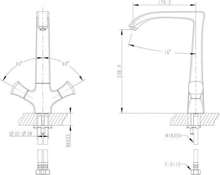Смеситель для кухни Bravat Whirlpool F778112C на столешницу хром