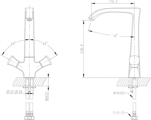 Смеситель для кухни Bravat Whirlpool F778112C на столешницу хром - фото 2
