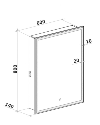 Зеркало-шкаф Art&Max TECHNO AM-Tec-600-800-1D-R-DS-F 60х80 - фото 4