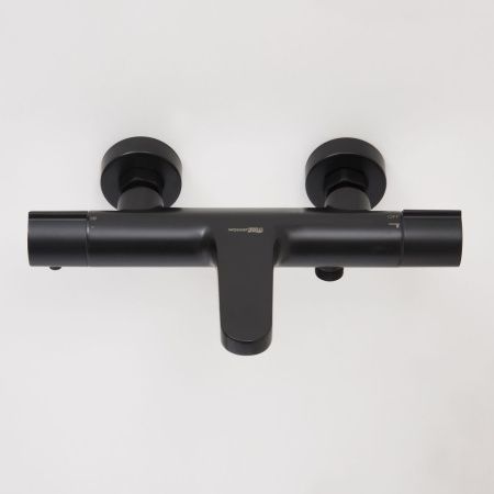 Смеситель для ванны и душа Wasserkraft Elbe 7400 7411 Thermo настенный черный с термостатом