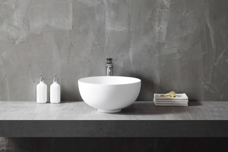 Раковина из искусственного камня Abber STEIN AS2617 40х40 накладная цвет белый без отверстий под смеситель