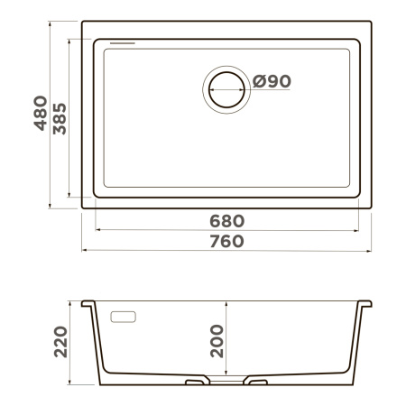 Кухонная мойка Omoikiri Omishima 76-U 4997570 75х20 цвет белый поверхность матовая