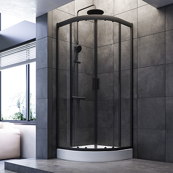 Душевой уголок Am.Pm Gem W90G-401-080BT 80х80 стекло прозрачное профиль черный матовый без поддона
