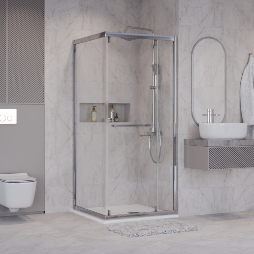 Душевой уголок Niagara Nova NG-6635-34 100х100 стекло прозрачное профиль хром глянцевый без поддона - фото 3