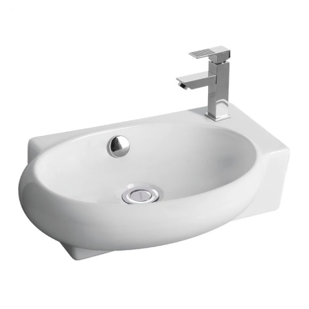 Раковина из санфаянса CeramaLux 9100L 43х29 подвесная цвет белый 1 отверстие под смеситель