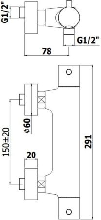 Смеситель для душа Paffoni Light LIQ168ENO настенный черный с термостатом