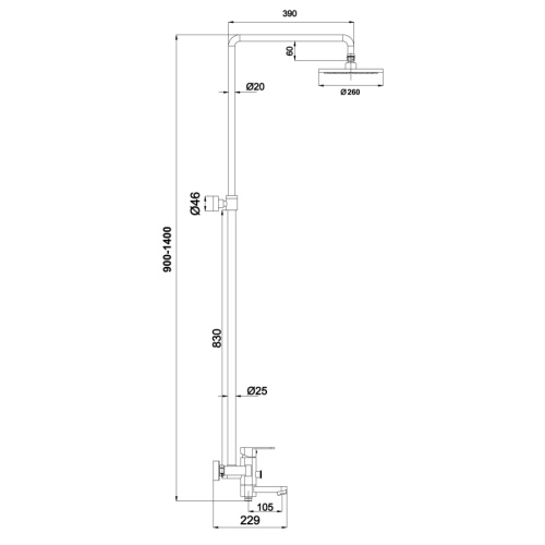 Душевая стойка Timo Tetra-thermo SX-0169/00 настенная цвет черный матовый - фото 2