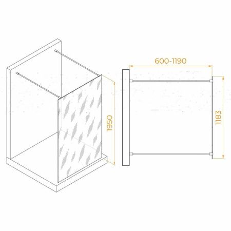 Душевая перегородка RGW Walk In 35101612-15 120х195 стекло прозрачное профиль белый