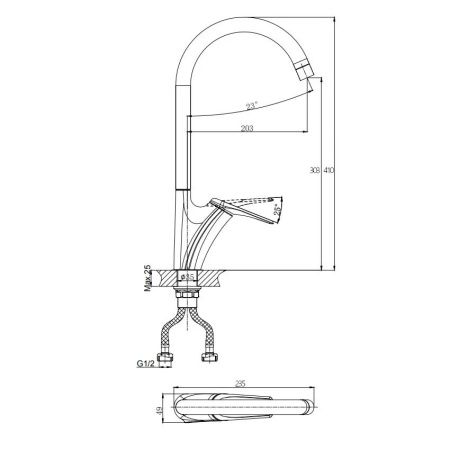 Смеситель для кухни Rush Nevis NE1735-22 на мойку хром