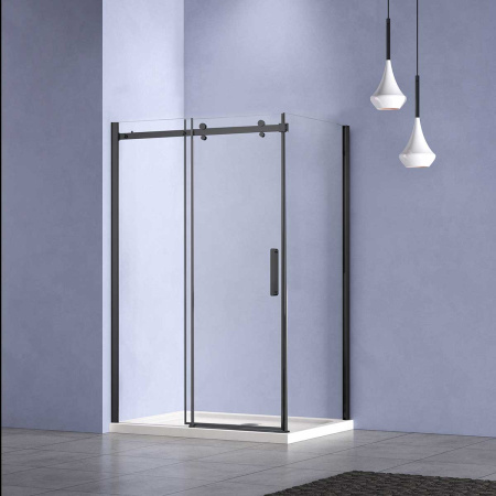 Душевой уголок Vincea Como-N VSR-4CN9013CLB 130х90 стекло прозрачное профиль черный без поддона