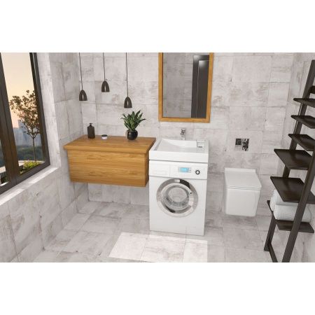 Раковина из искусственного камня Altasan LUX UPP60LUXs 60х60 над стиральной машиной цвет белый 1 отверстие под смеситель