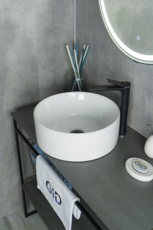 Раковина керамическая Gid Esfera 51105 40х40 накладная цвет белый без отверстий под смеситель