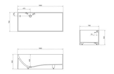 Ванна из искусственного камня Abber Stein AS9642-1.8 180х75 отдельностоящая прямоугольная с ножками
