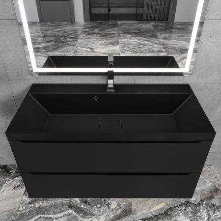 Раковина из искусственного камня Uperwood Classic New RClassicNew100bg 100х50 полувстраиваемая цвет черный