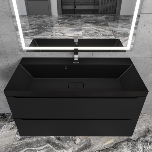 Раковина из литьевого мрамора Uperwood Classic New RClassicNew100bg 100х45 полувстраиваемая цвет черный глянцевый - фото 3