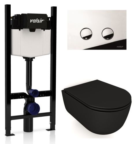 Комплект унитаз с инсталляцией и клавишей смыва Valsir KIT VSCR 7334NEMT Slim P4