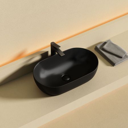 Раковина из сантехнического фарфора Ceramica Nova TWIST CN12001MB 50х30 накладная цвет черный