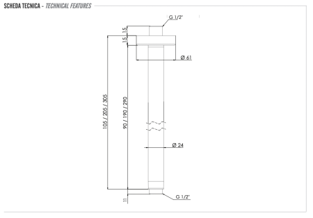 Кронштейн для верхнего душа Remer X Style Inox SS347N30 нержавеющая сталь