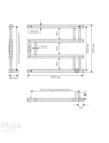 Полотенцесушитель Indigo Muza DGM40-50BRRt 50х43 электрический черный муар - фото 4