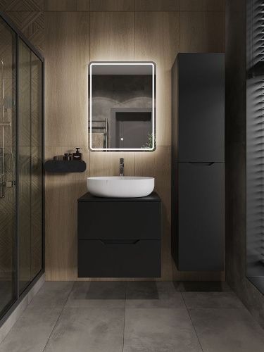 Тумба с раковиной Orange Line Li-60TubMDF+B05-520W 60х50 подвесная цвет черный - фото 5