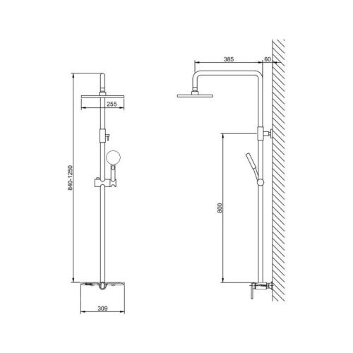 Душевая стойка Bronze de Luxe 80112CG настенная цвет матовое золото - фото 3