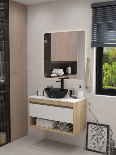 Раковина из сантехнического фарфора Teymi Lori T50483 41х33 накладная цвет черный мрамор без отверстий под смеситель - фото 3