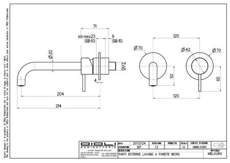 Смеситель для раковины Oioli Micro MIEL102RO/C04 встраиваемый в стену никель