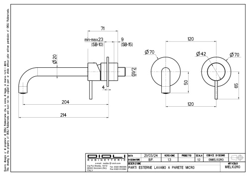 Смеситель Oioli Micro MIEL102RO/C00 встраиваемый в стену хром - фото 2