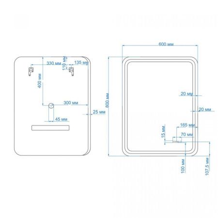 Зеркало с подсветкой Art&Max GENOVA AM-Gen-600-800-S-F-Т 60х80 подвесное
