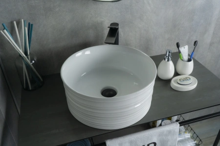 Раковина керамическая Gid Esfera 51174 40х40 накладная цвет белый без отверстий под смеситель